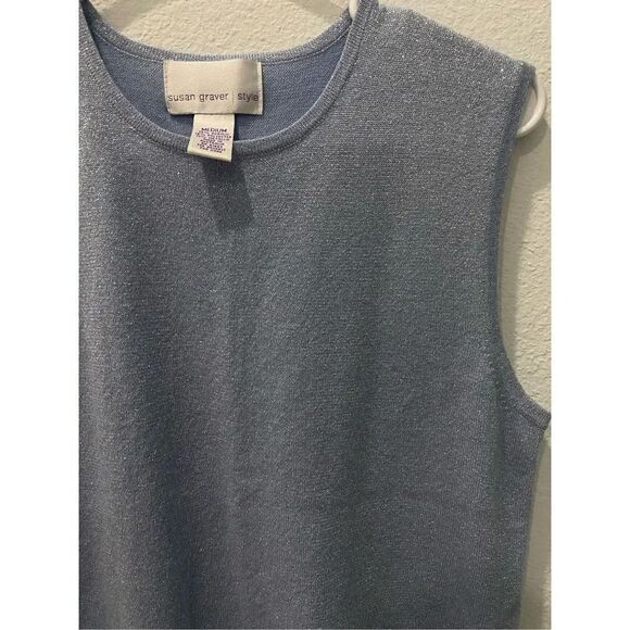 Susan Graver Blue Metalic Tank Size Medium - Picture 2 of 5